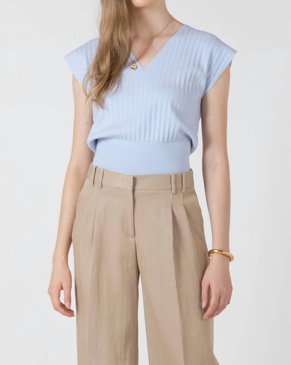 NEW DEX pleat lightweight effect sweater in fresh sky